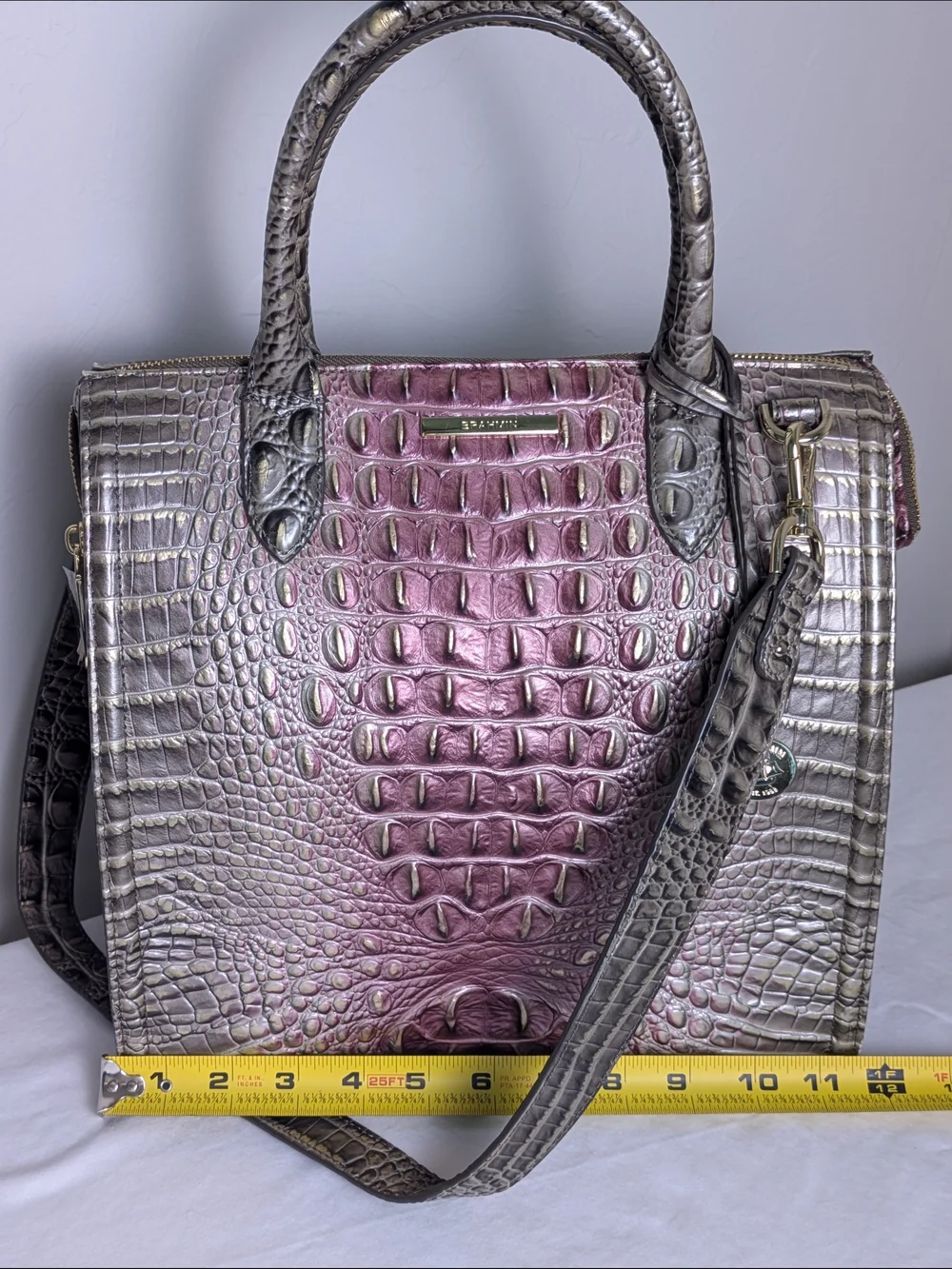 Brahmin Caroline Ombre Melbourne Leather Satchel Luxury Authentic
